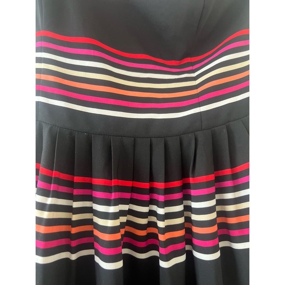 Black strapless striped WHBM dress in size 2 with side zipper - Picture 2 of 6